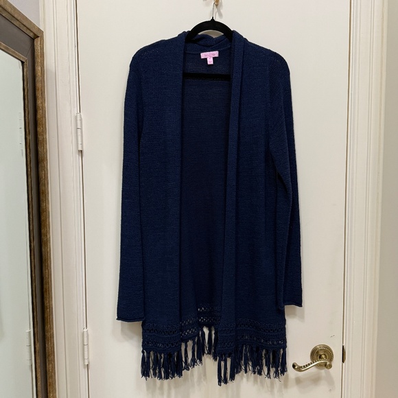 Lilly Pulitzer Sweaters - Lily Pulitzer Navy Cardigan with Fringe. Size M